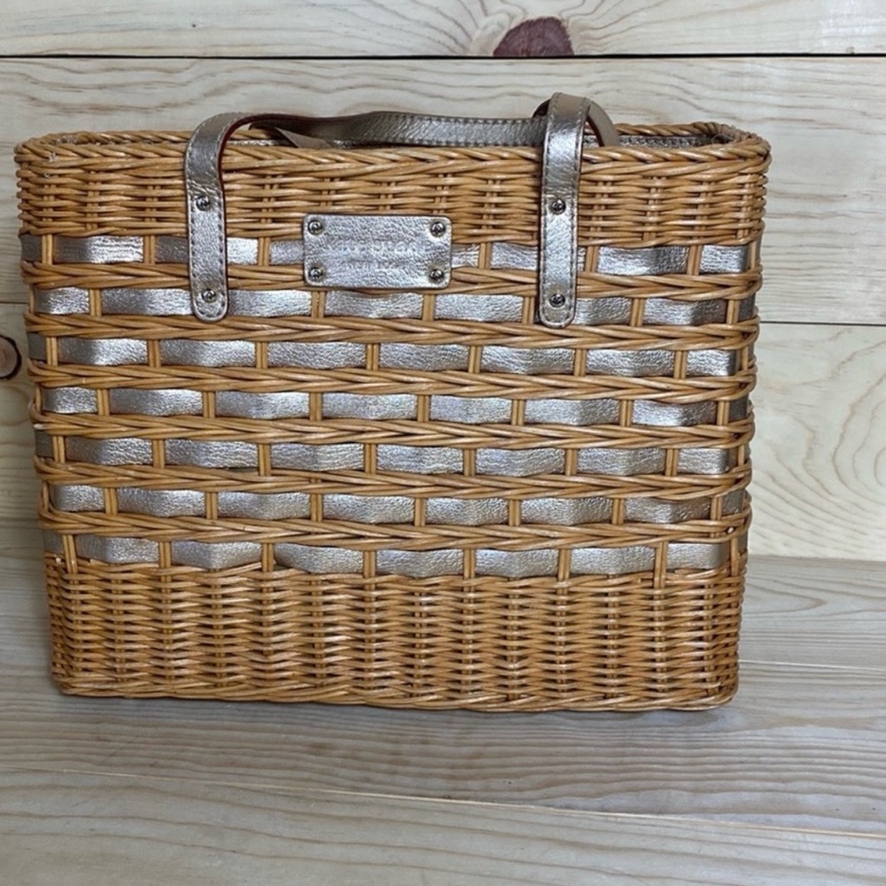 Kate spade rattan and gold woven purse